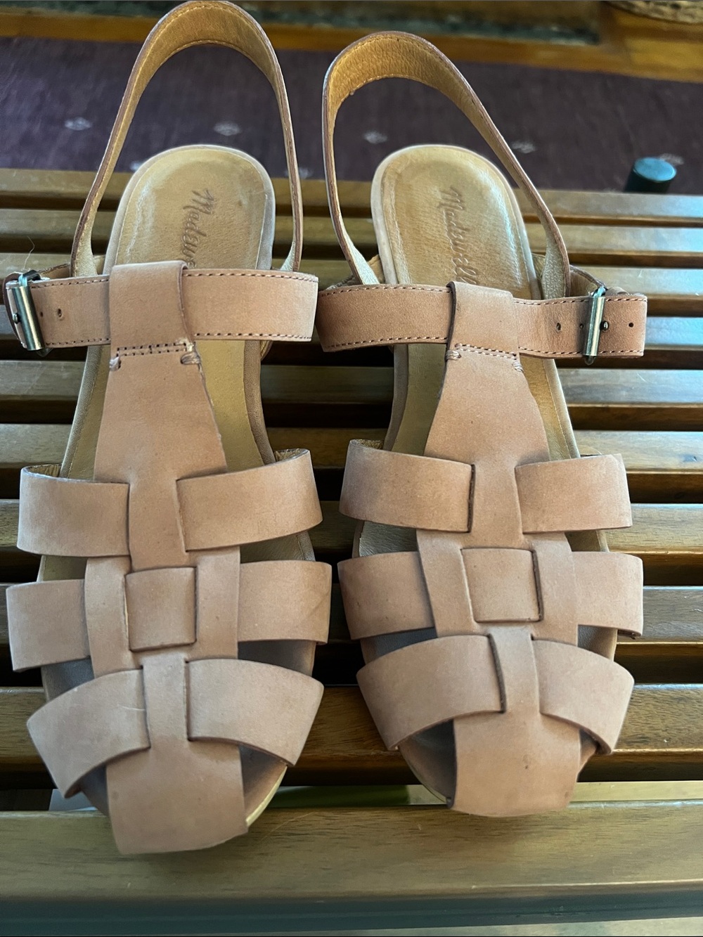 Madewell Blush Woven Leather Slingback Sandals